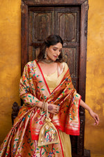 Thumbnail for Lorenvalley Fashion Cream Silk Paithani Zari Weaving Work With Lace Border Lehenga Choli with Dupatta - Distacart