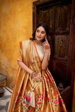 Thumbnail for Lorenvalley Fashion Off White Silk Paithani Zari Weaving Work With Lace Border Lehenga Choli with Dupatta - Distacart