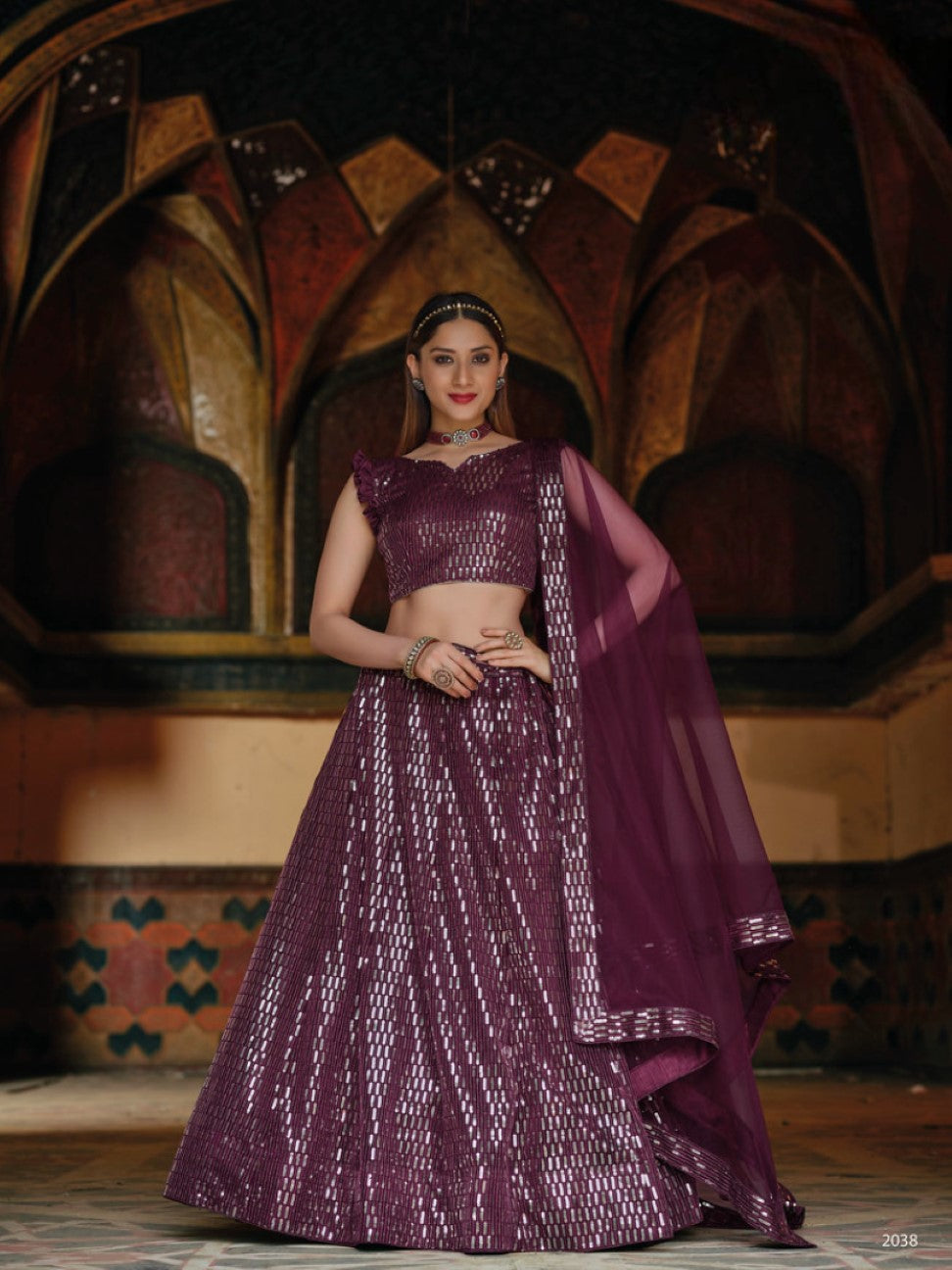 Anaita Violet Net Lehenga Choli With Embroidery & Sequence Work - Distacart