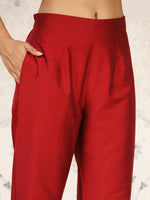 Thumbnail for Ode by House of Pataudi Floral Embroidered Yoke Sequined Straight Kurta with Trousers - Distacart