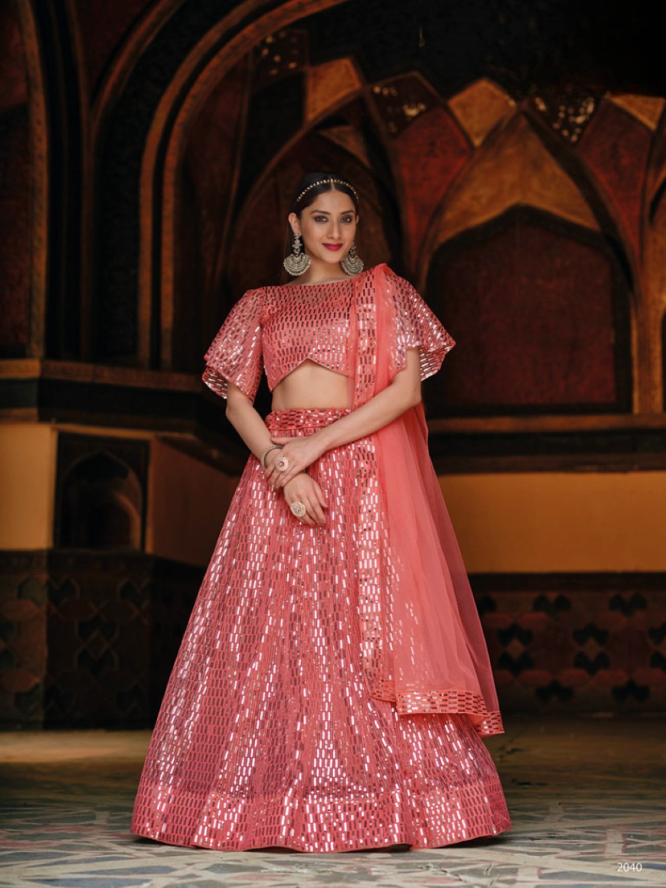 Anaita Peach Net Lehenga Choli With Embroidery & Sequence Work - Distacart