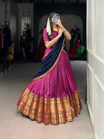 Thumbnail for Lorenvalley Fashion Pink Narayan Pet Silk Zari Weaving Work Lehenga Choli with Dupatta