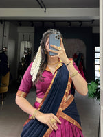 Thumbnail for Lorenvalley Fashion Pink Narayan Pet Silk Zari Weaving Work Lehenga Choli with Dupatta