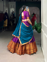 Thumbnail for Lorenvalley Fashion Purple Narayan Pet Silk Zari Weaving Work Lehenga Choli with Dupatta
