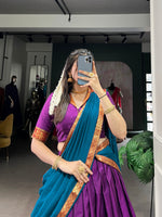 Thumbnail for Lorenvalley Fashion Purple Narayan Pet Silk Zari Weaving Work Lehenga Choli with Dupatta