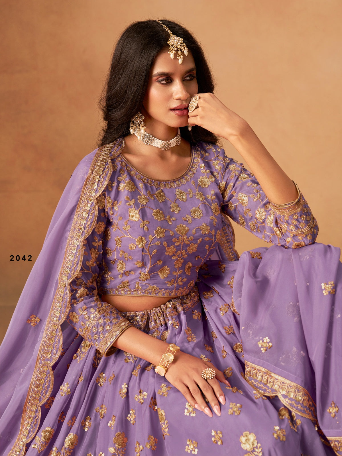 Anaita Lavender Organza Lehenga Choli With Heavy Embroidery Work - Distacart