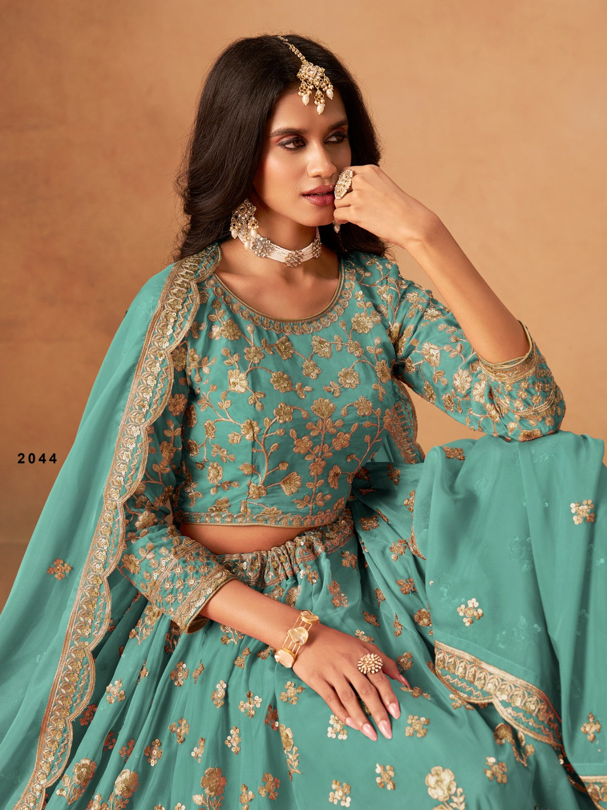 Anaita Sky Blue Organza Lehenga Choli With Heavy Embroidery Work - Distacart