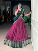 Thumbnail for Lorenvalley Fashion Pink Dola Chex with Zari Weaving Work Lehenga Choli with Dupatta - Distacart