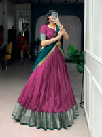 Thumbnail for Lorenvalley Fashion Pink Dola Chex with Zari Weaving Work Lehenga Choli with Dupatta - Distacart