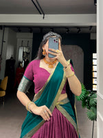 Thumbnail for Lorenvalley Fashion Pink Dola Chex with Zari Weaving Work Lehenga Choli with Dupatta - Distacart