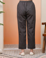 Thumbnail for Vaasva Women Charcoal Cotton Flax Solid Straight Pants