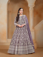 Thumbnail for Anaita Lavender Embroidered Net Anarkali Suit - Distacart