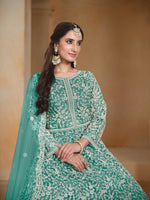 Thumbnail for Anaita Sea Green Embroidered Net Anarkali Suit - Distacart