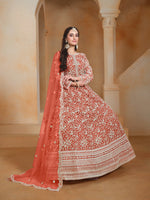 Thumbnail for Anaita Orange Embroidered Net Anarkali Suit - Distacart