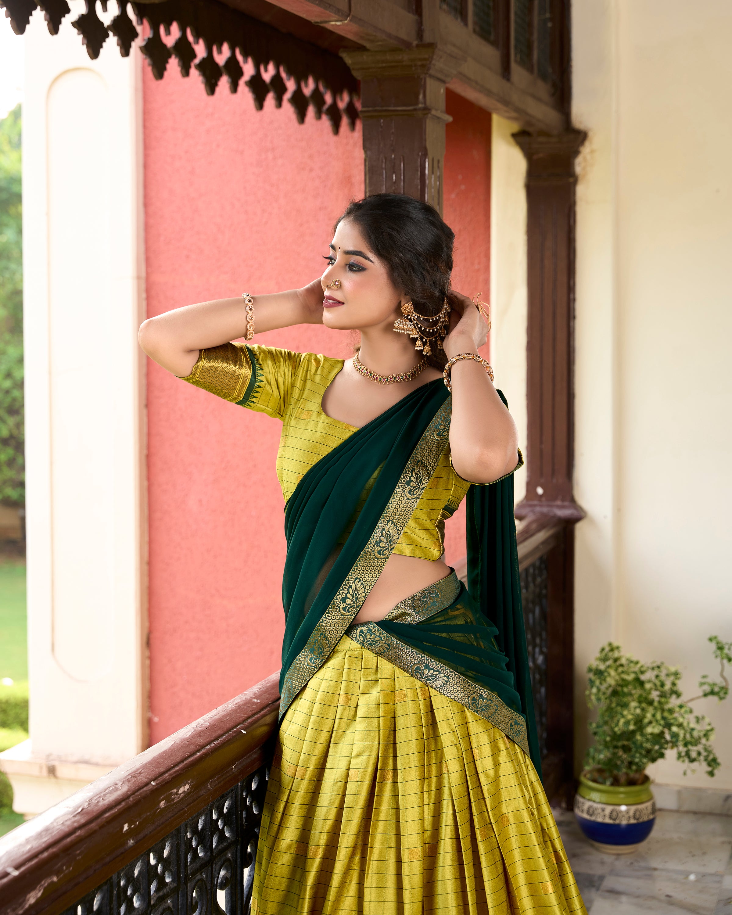 Lorenvalley Green Cotton Silk Weaving Work With Paithani Concept Lehenga Choli - Distacart