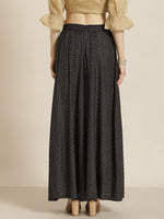 Thumbnail for Juniper Black Geometric Printed Rayon Flared Women Palazzo With One Pocket - Distacart