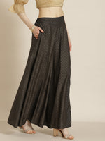 Thumbnail for Juniper Black Geometric Printed Rayon Flared Women Palazzo With One Pocket - Distacart