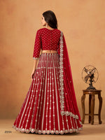 Thumbnail for Anaita Red Art Silk Lehenga Choli With Embroidery Work - Distacart