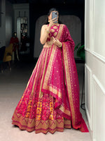 Thumbnail for Lorenvalley Fashion Pink Silk Zari Weaving Work Lehenga Choli with Dupatta - Dista