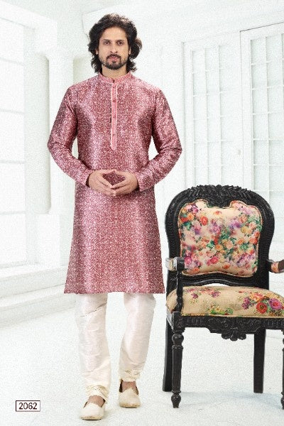 Raivat Ethnic Banarasi Silk Pintux Work Kurta Pajama In Dark Pink Colour - Distacart