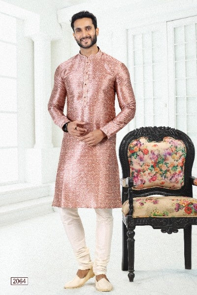 Raivat Ethnic Banarasi Silk Pintux Work Kurta Pajama In Onion Pink Colour - Distacart
