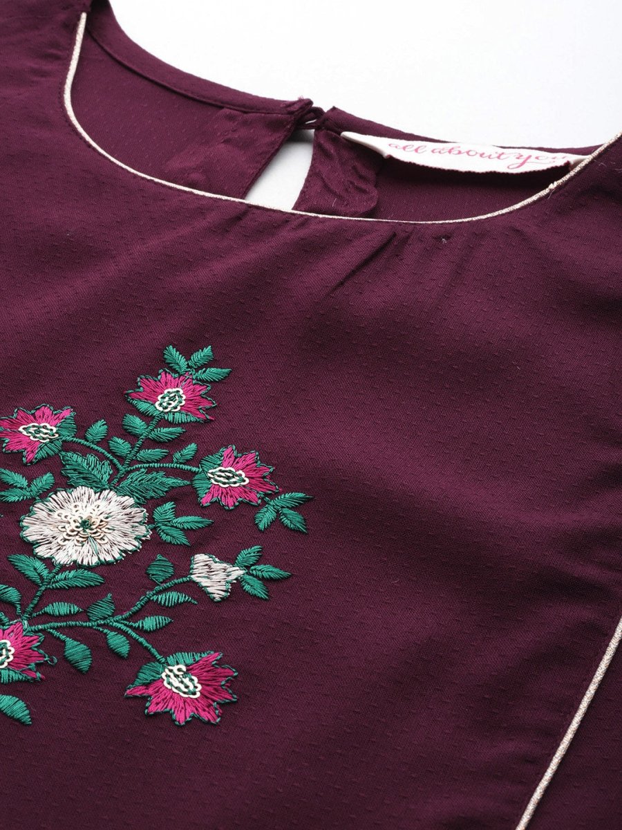 All About You Women Floral Embroidered Kurta - Distacart