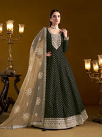 Thumbnail for Anaita Black Embroidered Jacquard Chanderi Anarkali Suit - Distacart