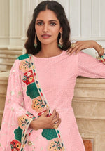 Thumbnail for Anaita Baby Pink Faux Georgette Plazzo Suit With Embroidery & Sequins Work - Distacart