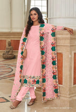 Thumbnail for Anaita Baby Pink Faux Georgette Plazzo Suit With Embroidery & Sequins Work - Distacart