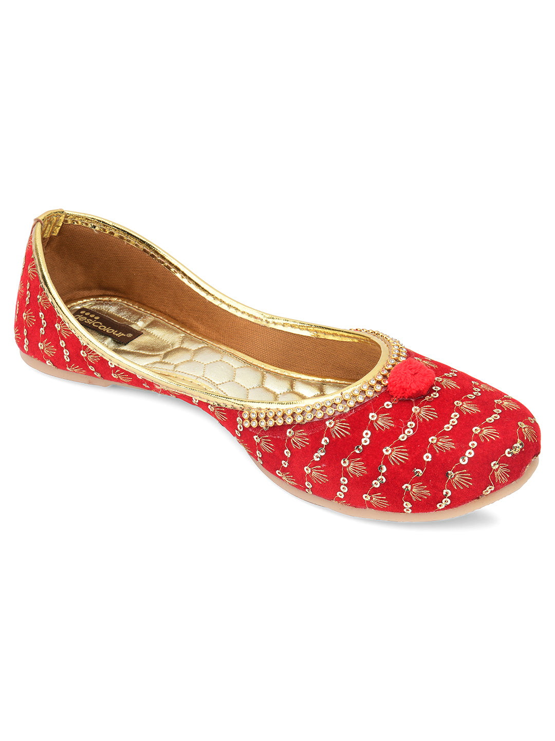 Desi Colour Women Indian Ethnic Footwear-Red Star - Distacart