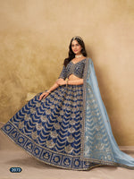 Thumbnail for Anaita Teal Blue Art Silk Lehenga Choli With Heavy Embroidery Work - Distacart
