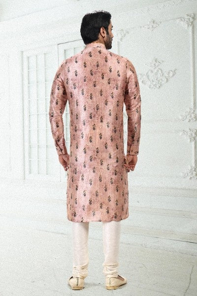Raivat Ethnic Banarasi Silk Pintux Work Kurta Pajama In Peach Colour - Distacart