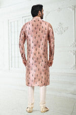 Thumbnail for Raivat Ethnic Banarasi Silk Pintux Work Kurta Pajama In Peach Colour - Distacart