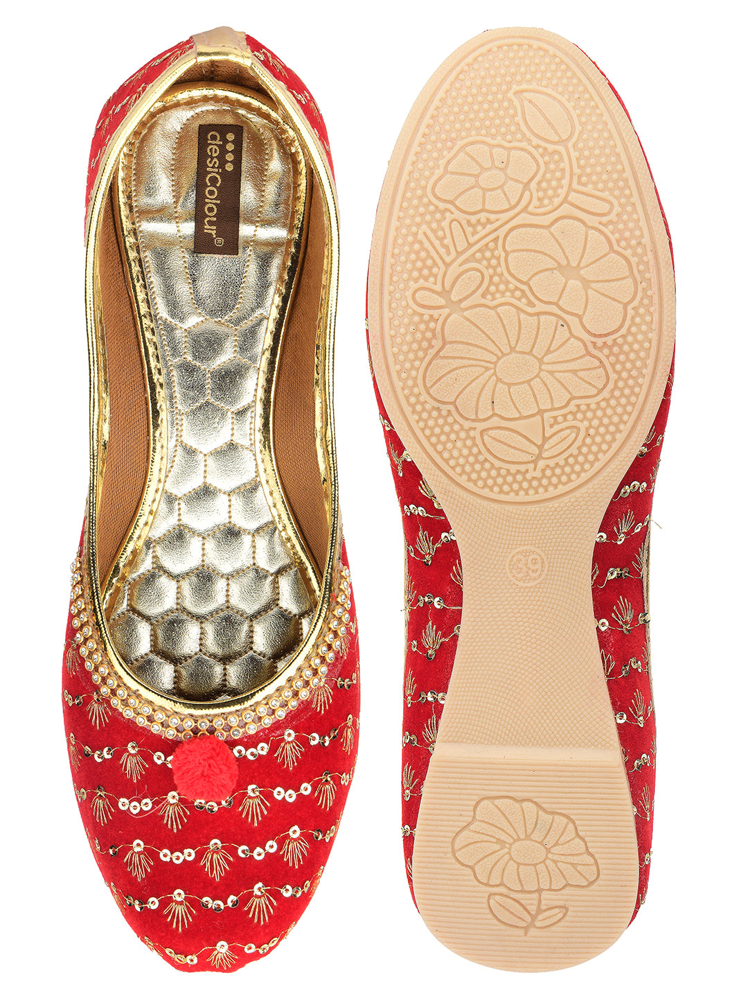 Desi Colour Women Indian Ethnic Footwear-Red Star - Distacart