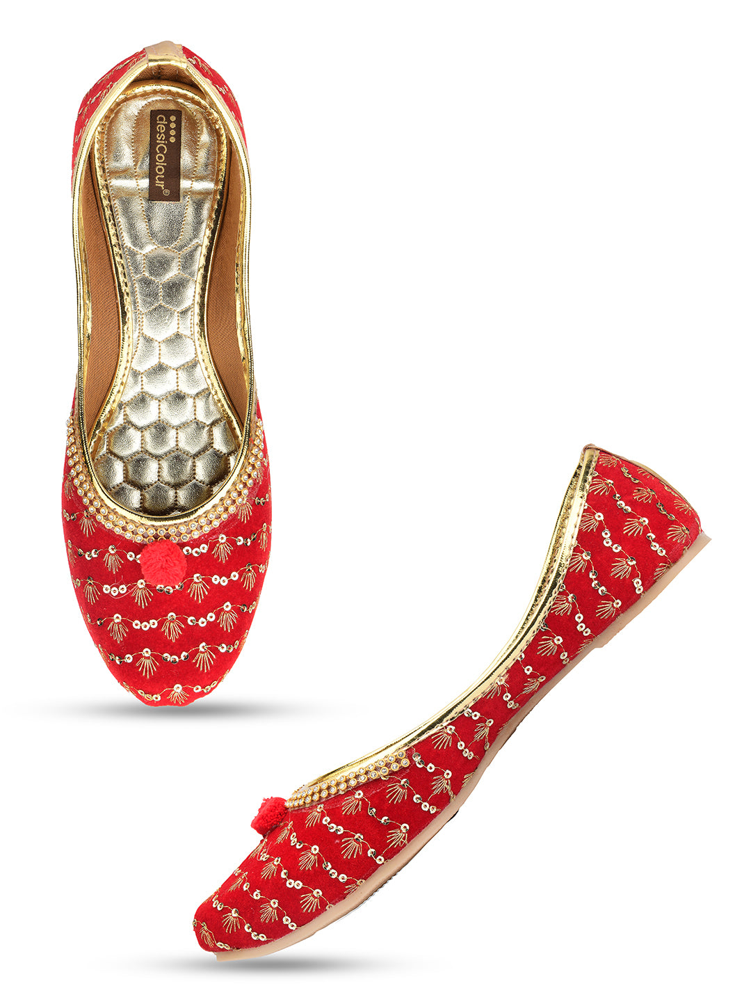 Desi Colour Women Indian Ethnic Footwear-Red Star - Distacart