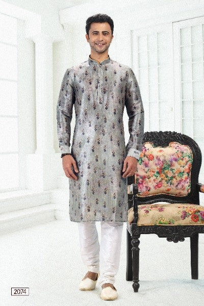Raivat Ethnic Banarasi Silk Pintux Work Kurta Pajama In Pista Green Colour - Distacart