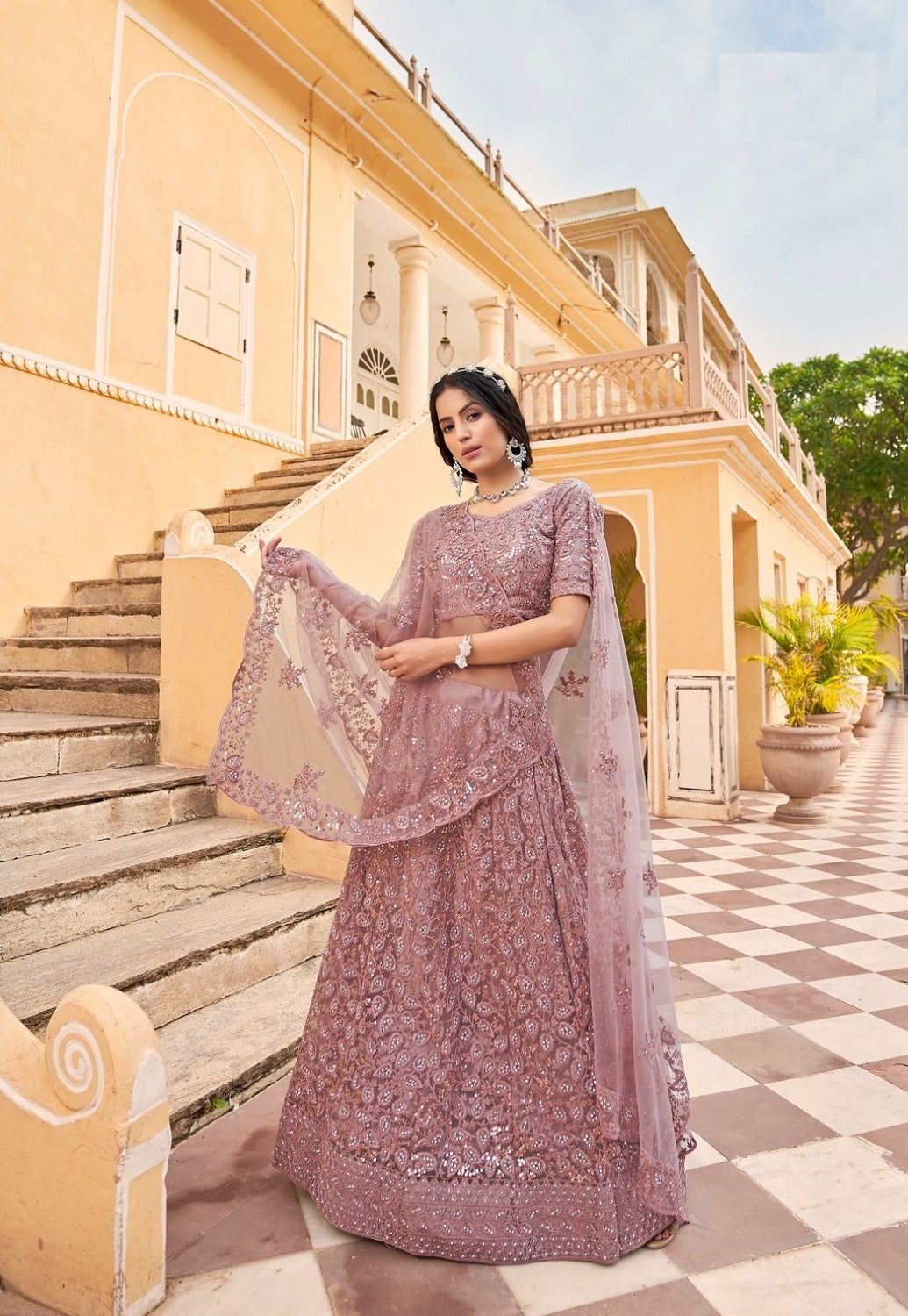 Anaita Purple Net Lehenga Choli With Embroidery & Sequence Work - Distacart