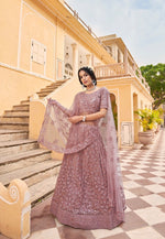 Thumbnail for Anaita Purple Net Lehenga Choli With Embroidery & Sequence Work - Distacart