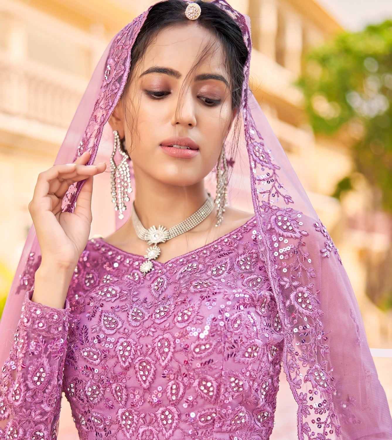 Anaita Purple Net Lehenga Choli With Embroidery & Sequence Work - Distacart