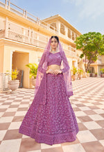 Thumbnail for Anaita Purple Net Lehenga Choli With Embroidery & Sequence Work - Distacart