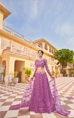 Thumbnail for Anaita Purple Net Lehenga Choli With Embroidery & Sequence Work - Distacart
