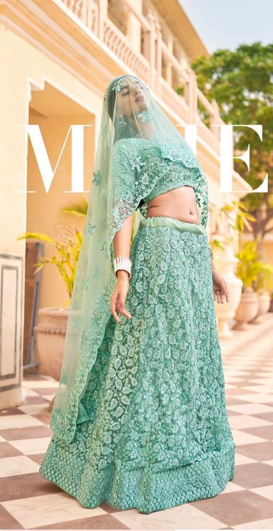 Anaita Turquoise Net Lehenga Choli With Embroidery & Sequence Work - Distacart
