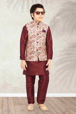 Thumbnail for Raivat Ethnic Banarasi Silk Digital Printed Kurta Pajama With Jacket In Cream Colour - Distacart