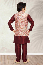 Thumbnail for Raivat Ethnic Banarasi Silk Digital Printed Kurta Pajama With Jacket In Cream Colour - Distacart