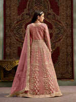 Thumbnail for Anaita Peach Embroidered Net Anarkali Suit - Distacart