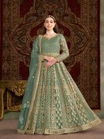 Thumbnail for Anaita Green Embroidered Net Anarkali Suit - Distacart