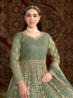 Thumbnail for Anaita Green Embroidered Net Anarkali Suit - Distacart