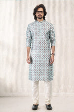 Thumbnail for Raivat Ethnic Jacquard Banarasi Silk Digital Print Kurta Pajama In Green Colour - Distacart