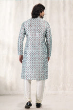 Thumbnail for Raivat Ethnic Jacquard Banarasi Silk Digital Print Kurta Pajama In Green Colour - Distacart