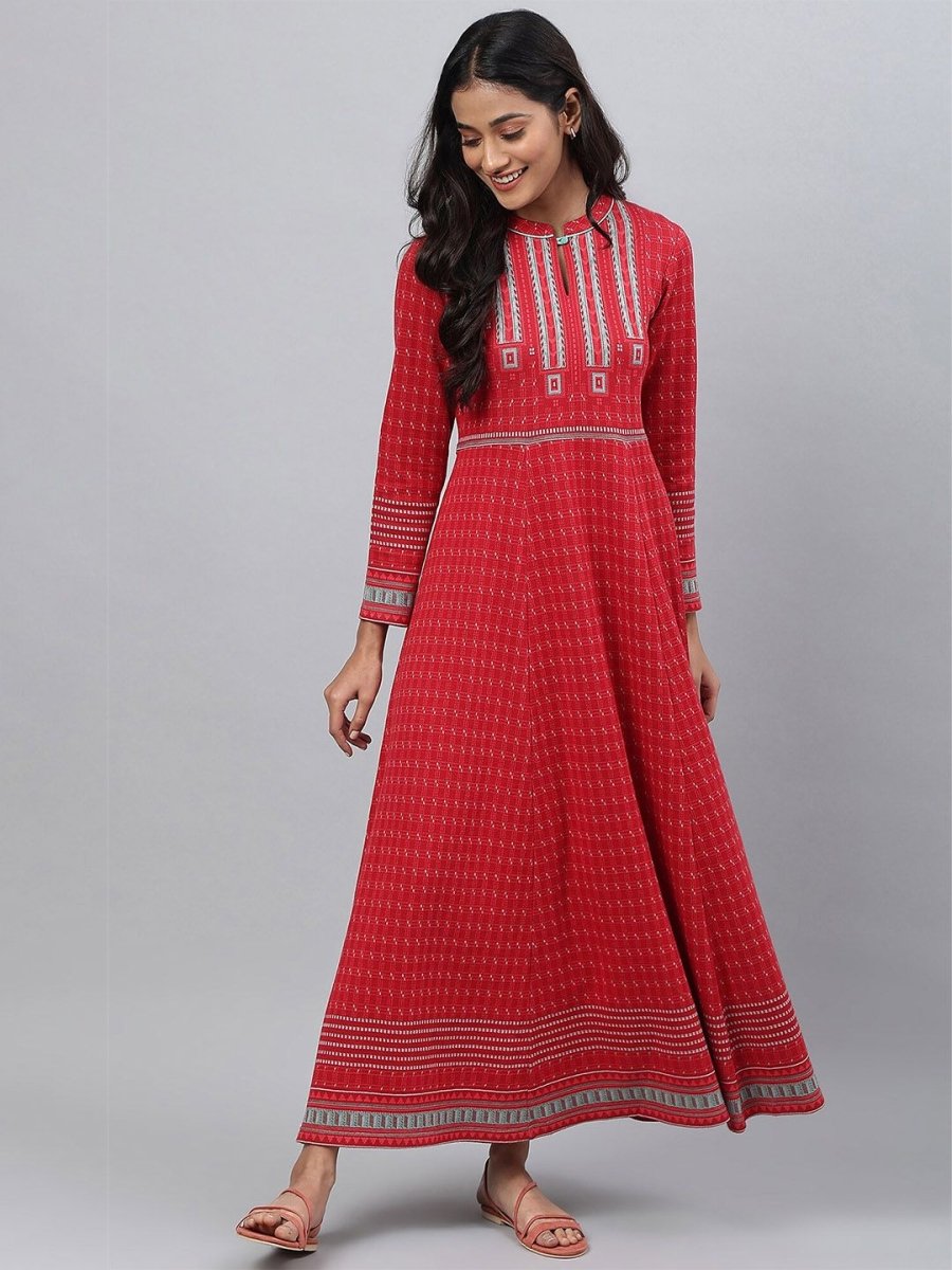 AURELIA Red Ethnic Motifs Ethnic Maxi Maxi Dress - Distacart